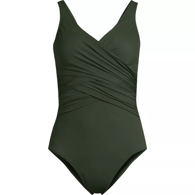 Women's Plus Size SlenderSuit Wrap One Piece Swimsuit, Front