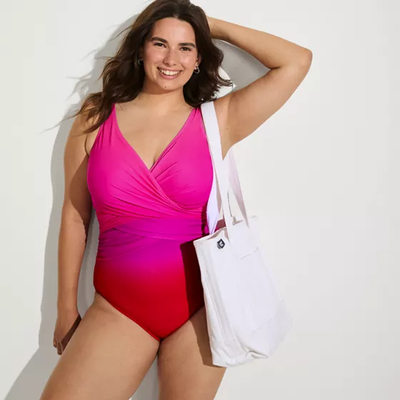 Women's Plus Size SlenderSuit Wrap One Piece Swimsuit - primary