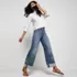 Women's Soft Denim High Rise Wide Leg Embroidery Jeans, alternative image