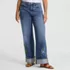 Women's Soft Denim High Rise Wide Leg Embroidery Jeans, Front