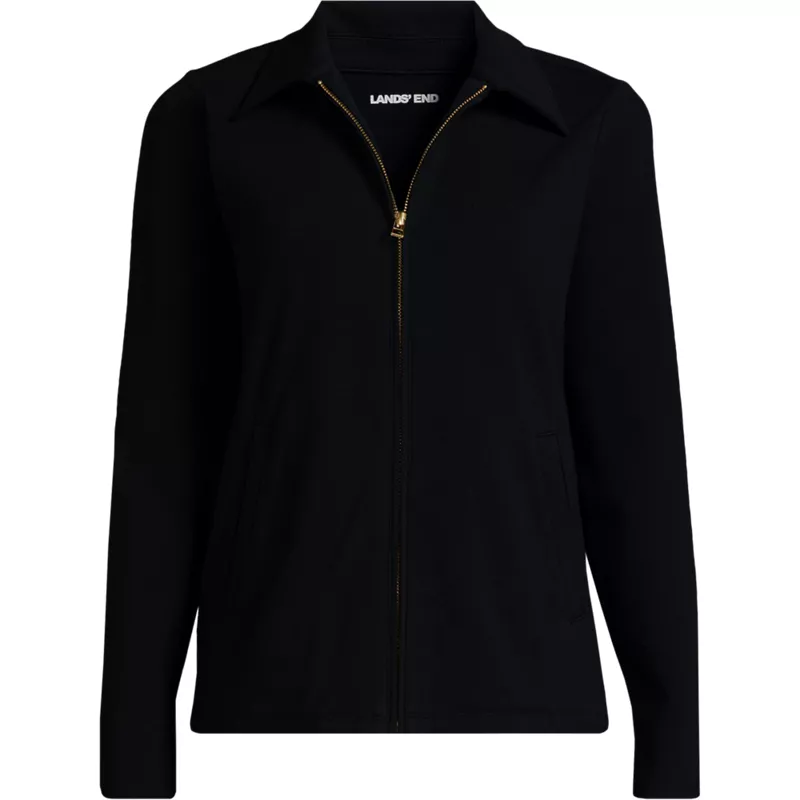 Women's Plus Size Starfish Zip Front Collared Jacket, Front