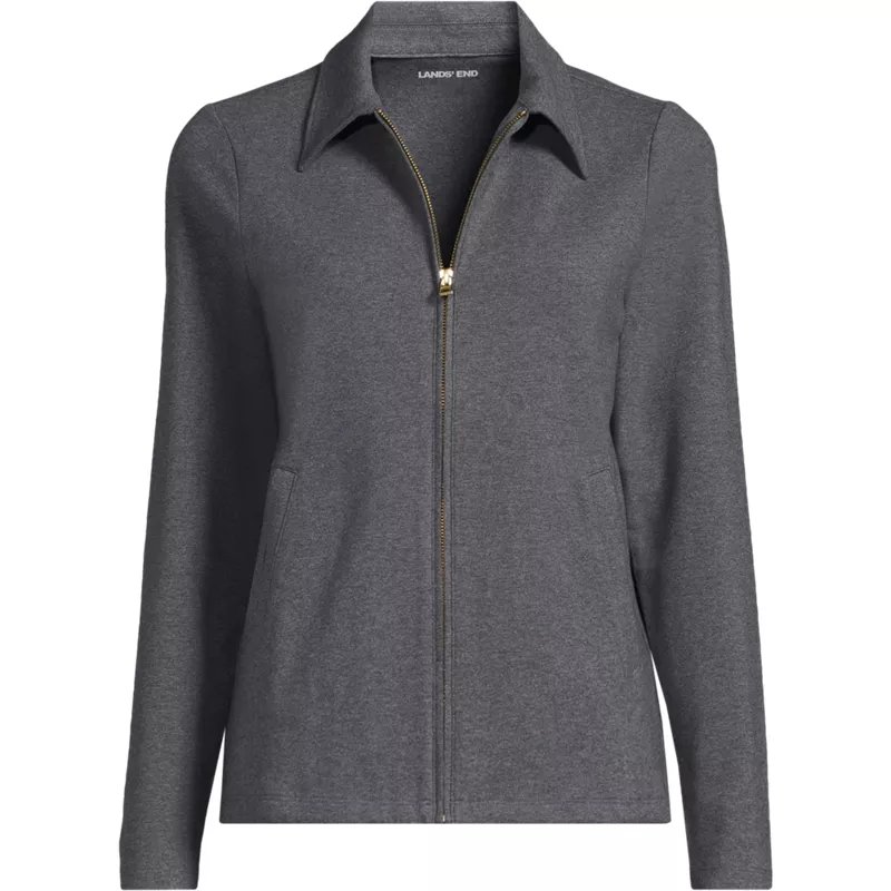 Women's Starfish Zip Front Collared Jacket, Front