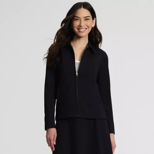 Women's Starfish Zip Front Collared Jacket, Front