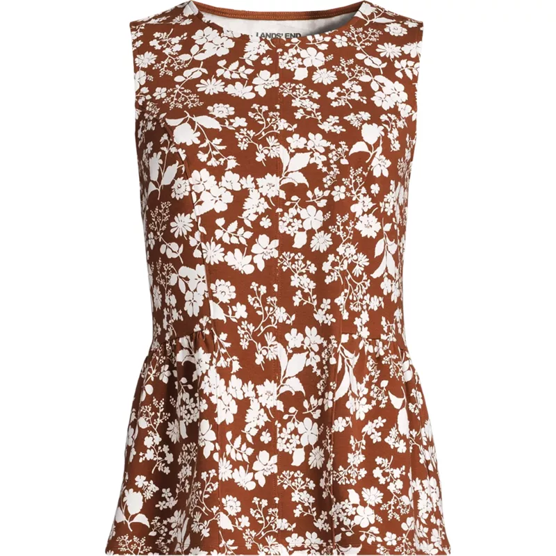 Women's Sleeveless Starfish Crew Neck Peplum Top, Front