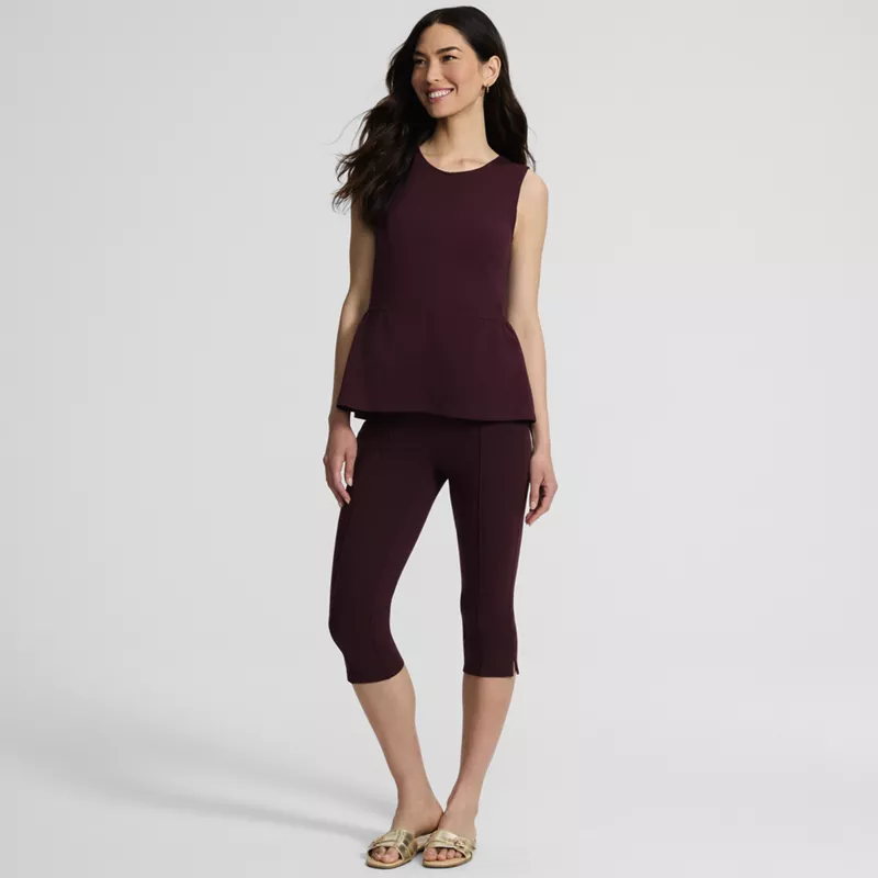 Women's Petite Sleeveless Starfish Crew Neck Peplum Top, alternative image