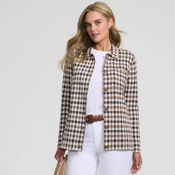 Women's Cotton Jacquard Barn Jacket Sweater - primary