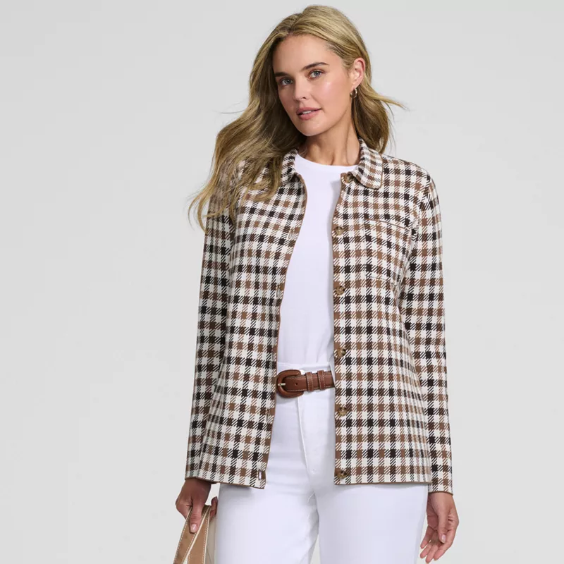 Women's Cotton Jacquard Barn Jacket Sweater, alternative image