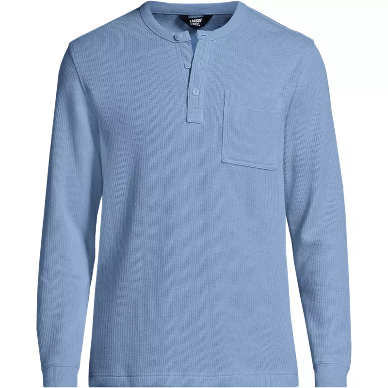 Men's Long Sleeve Rib Henley, Front