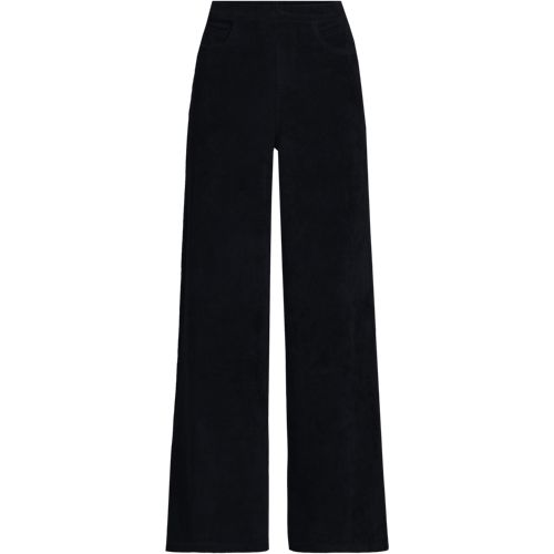 Sport Knit Wide Leg Corduroy Trousers, Women, size: M, petite, Black, Cotton-blend/Poly-blend, by Lands' End
