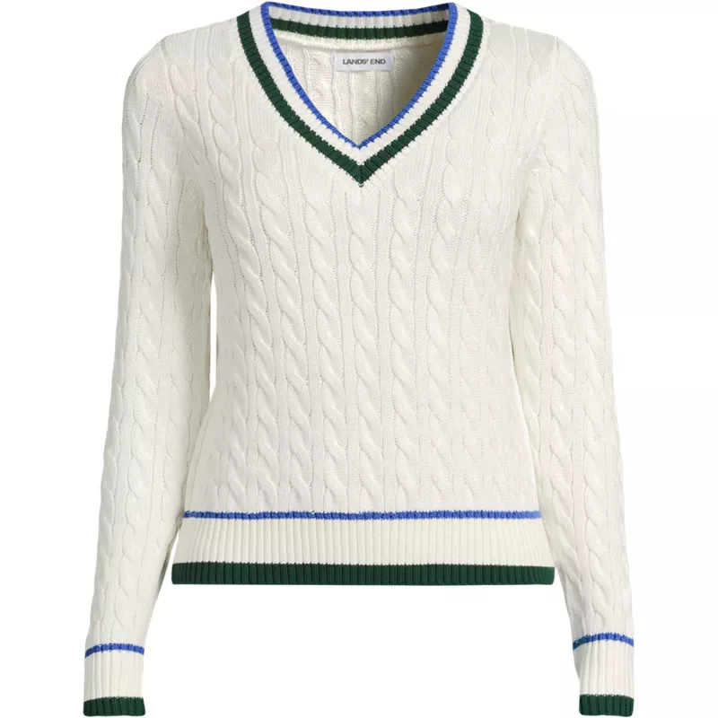 Women's Drifter Cable V-neck Sweater, Front