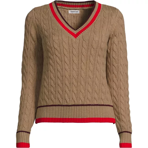 Women's Plus Drifter Cable V-neck Sweater - primary