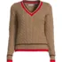 Women's Plus Drifter Cable V-neck Sweater, Front