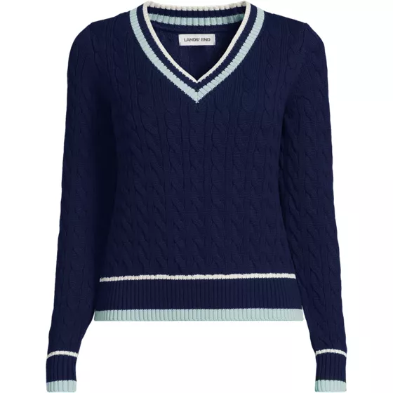 Women's Plus Drifter Cable V-neck Sweater - primary