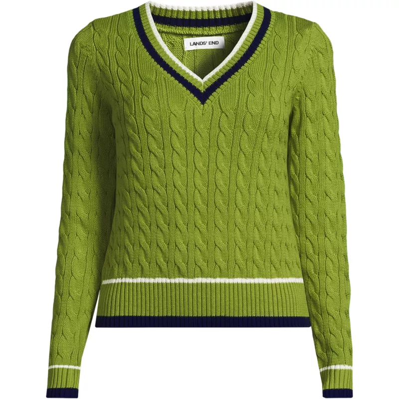 Women's Plus Drifter Cable V-neck Sweater, Front