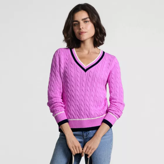 Women's Drifter Cable V-neck Sweater - primary