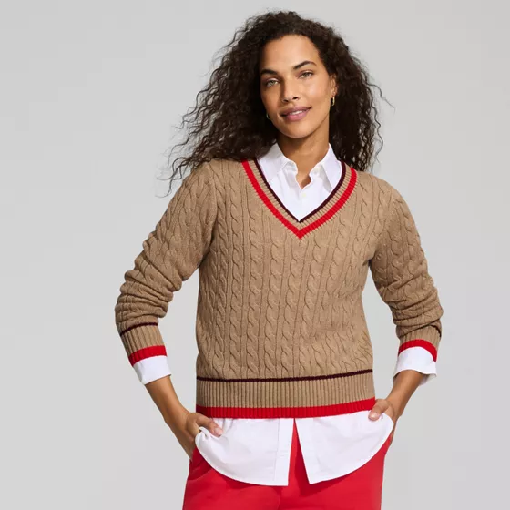Women's Drifter Cable V-neck Sweater - primary