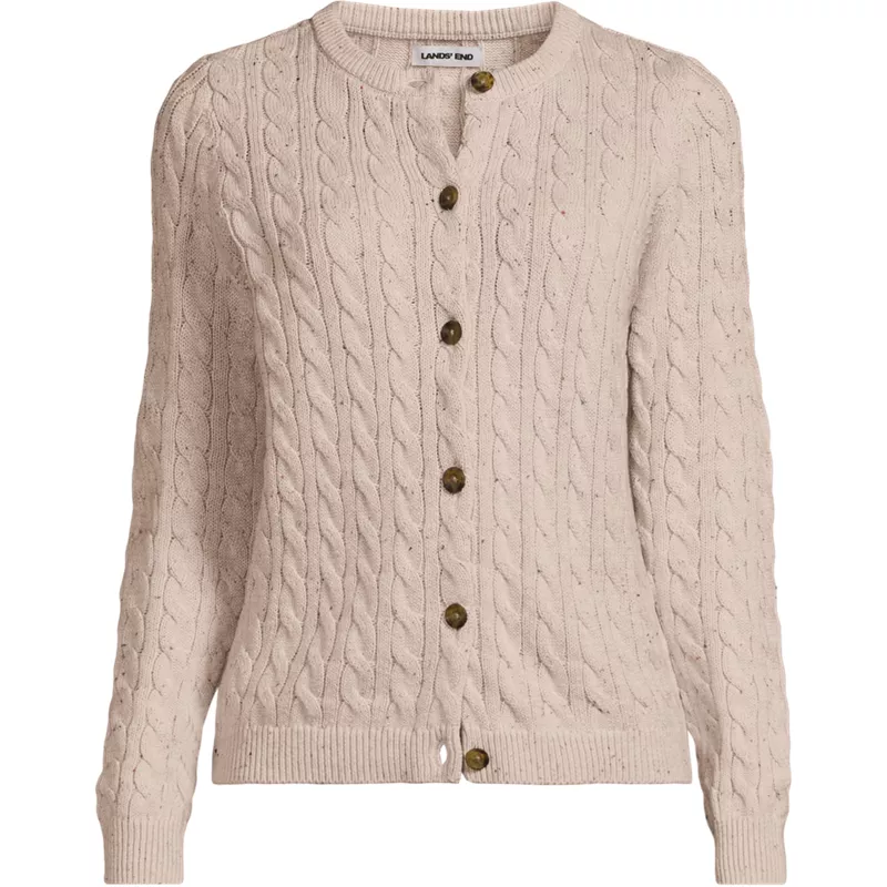 Women's Plus Size Drifter Cable Cardigan Sweater, Front