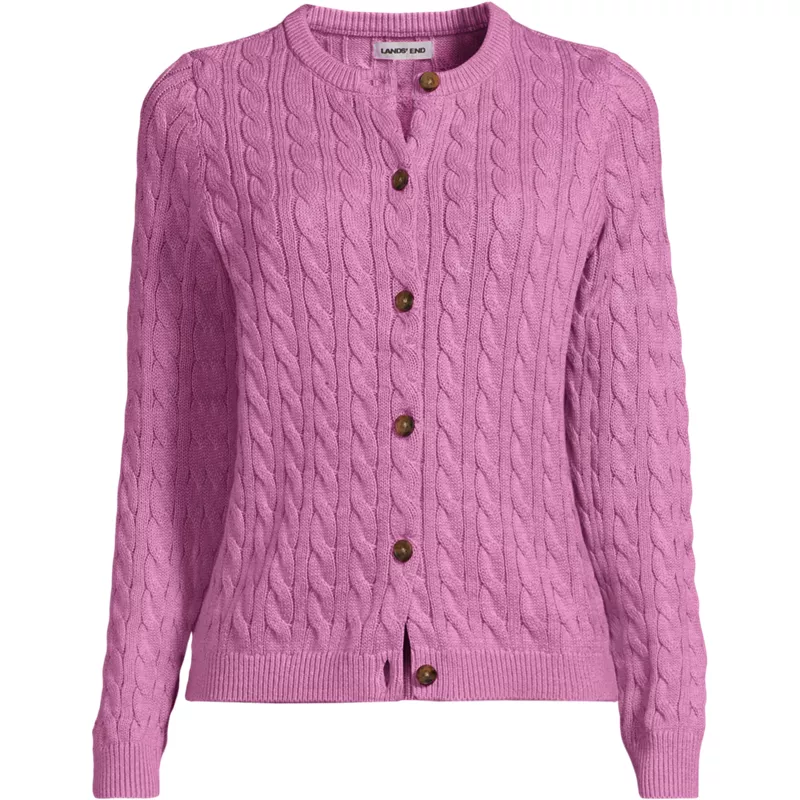 Women's Plus Size Drifter Cable Cardigan Sweater, Front