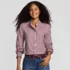 Women's Flannel Ruffle Button Front Top, alternative image
