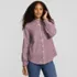 Women's Flannel Ruffle Button Front Top, Front
