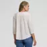 Women's 3/4 Sleeve Lightweight Jersey Embroidered Pintuck Blouse, Back