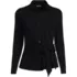 Women's Plus Size Long Sleeve Lightweight Jersey Adjustable Tie Collar Top, Front