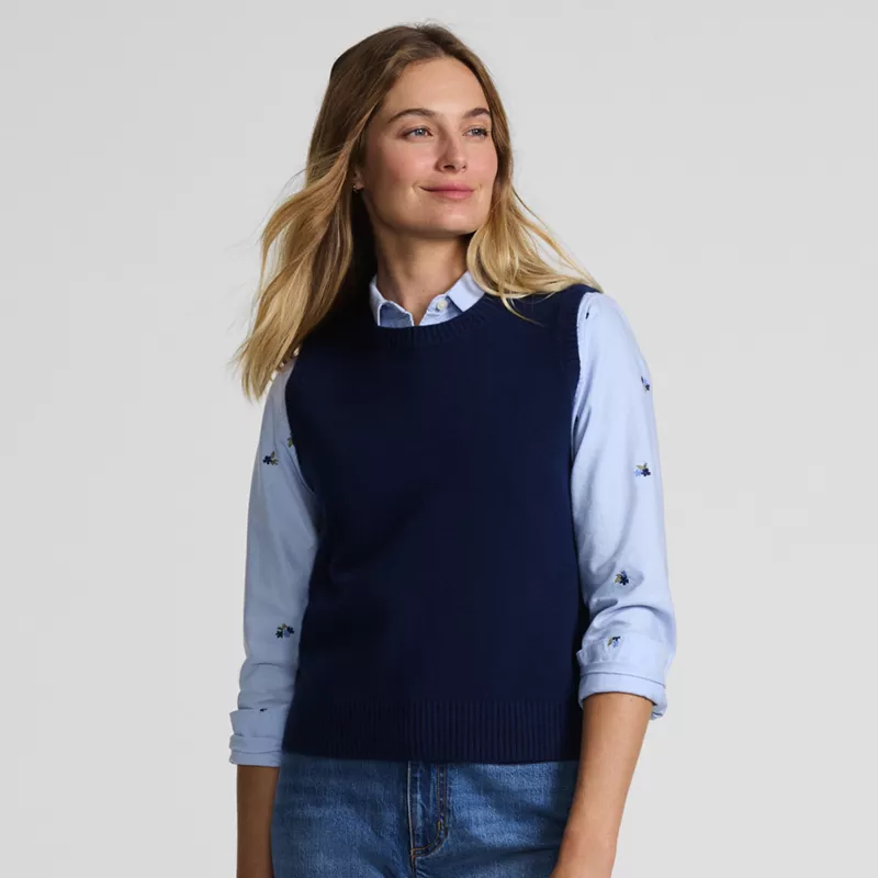 Women's CashTouch Crew Neck Vest Sweater, alternative image