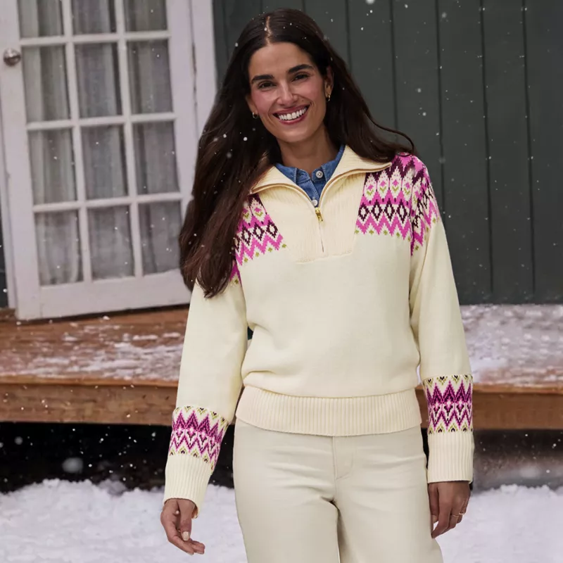 Women's Drifter Slim Jacquard Quarter Zip Sweater, alternative image