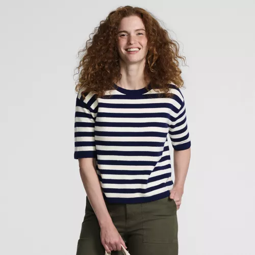 Women's CashTouch Short Sleeve Sweater, alternative image