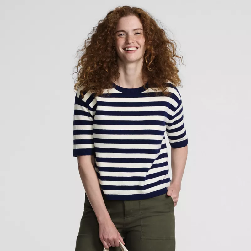 Women's CashTouch Short Sleeve Sweater, alternative image