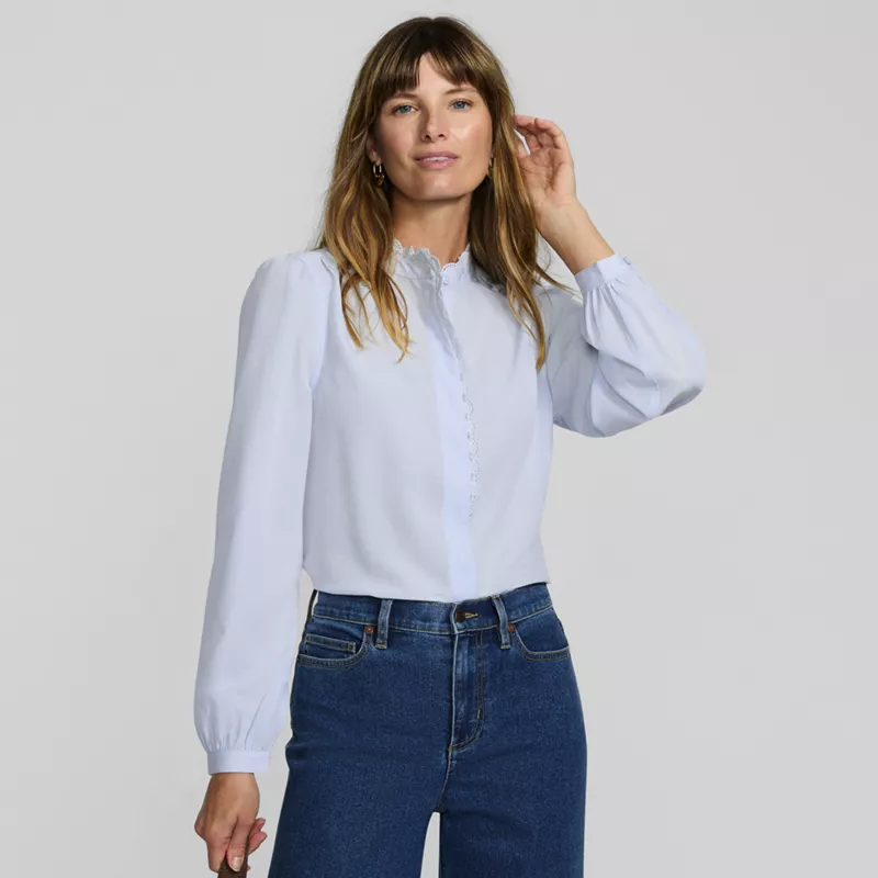 Women's Ruffle Front Shirt, alternative image