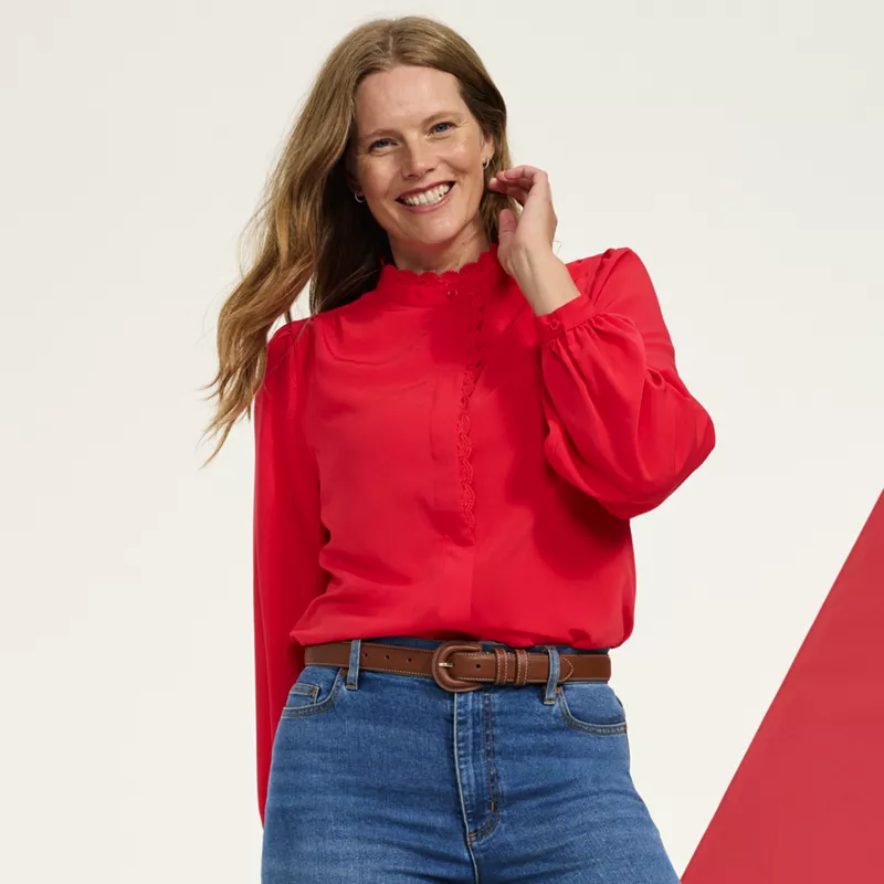 Women's Ruffle Front Shirt, alternative image