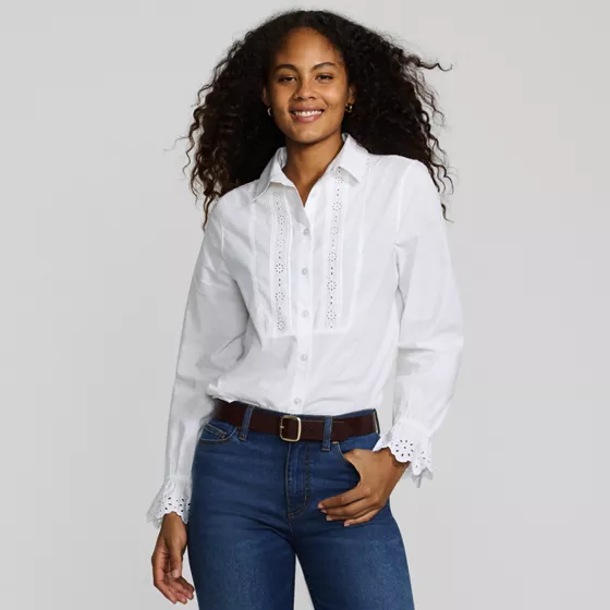 Women's Boxy Cropped Poplin Tuxedo Shirt - primary