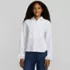 Women's Boxy Cropped Poplin Tuxedo Shirt, Front