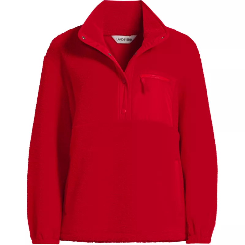 Women's Sherpa Fleece Snap Front Pullover, Front