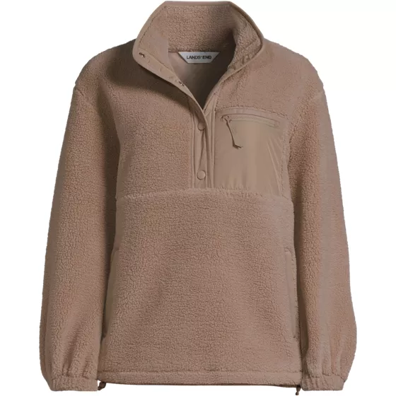 Women's Plus Size Sherpa Fleece Snap Front Pullover - primary
