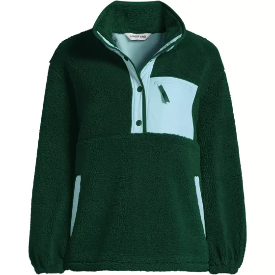 Women's Plus Size Sherpa Fleece Snap Front Pullover - primary