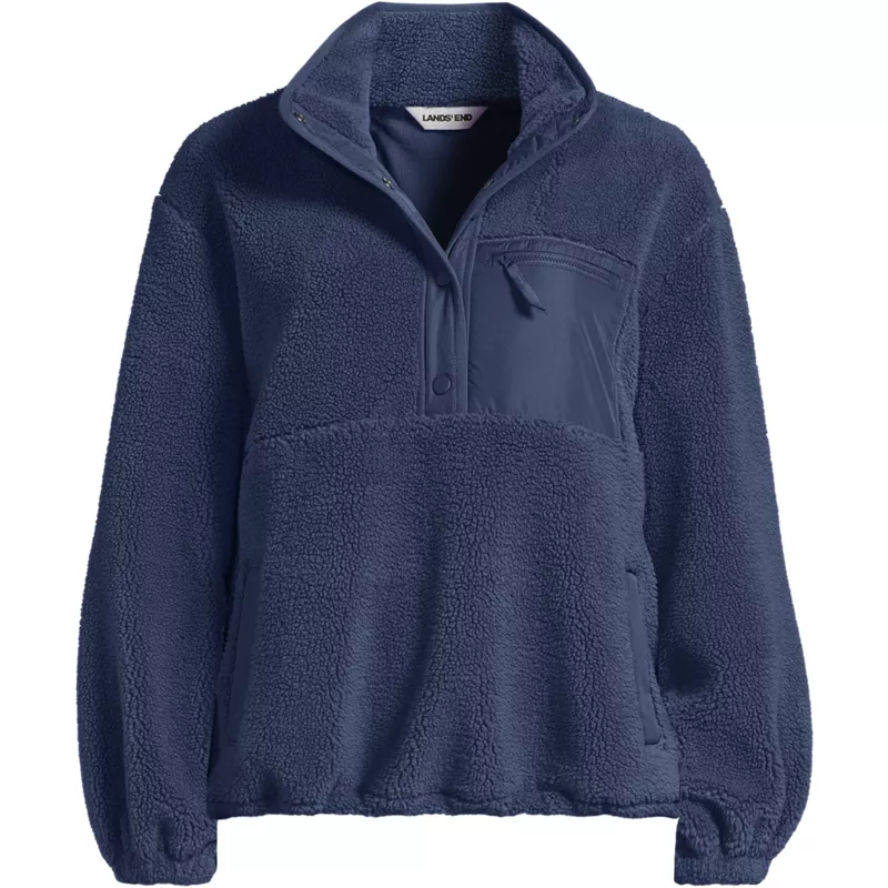 Women's Sherpa Fleece Snap Front Pullover, Front