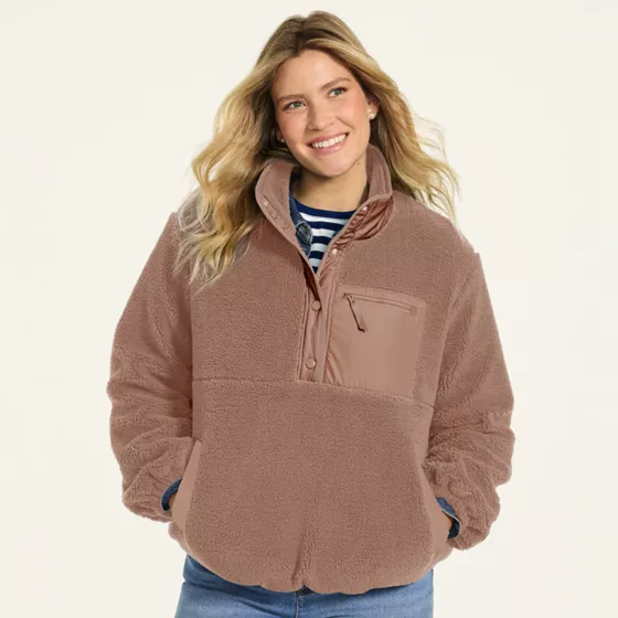 Women's Sherpa Fleece Snap Front Pullover - primary