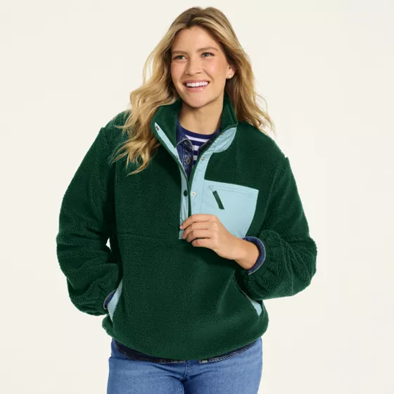 Women's Sherpa Fleece Snap Front Pullover - primary