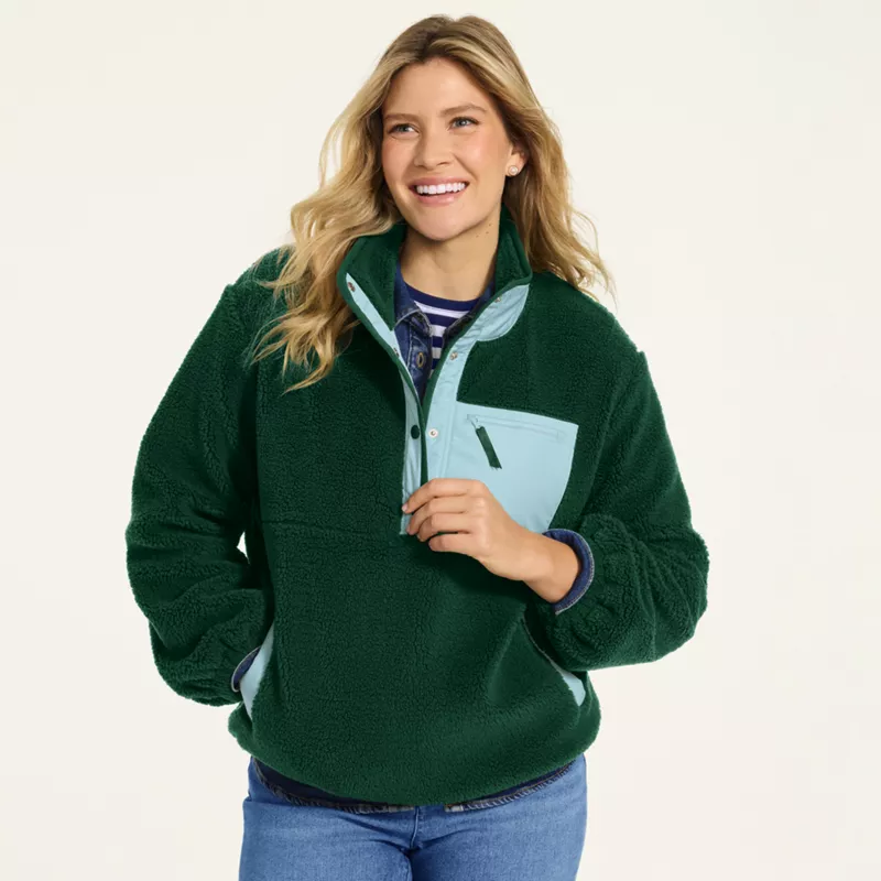 Women's Sherpa Fleece Snap Front Pullover, alternative image