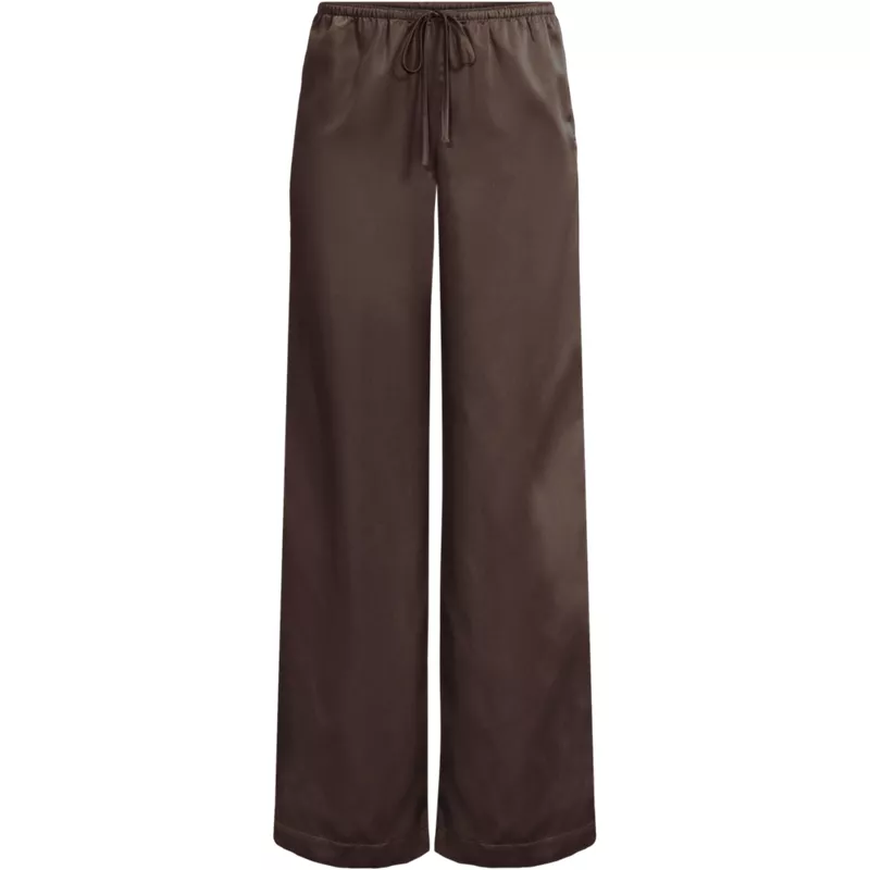 Women's Creaseless Silky High Rise Wide Leg Drawstring Pants, Front