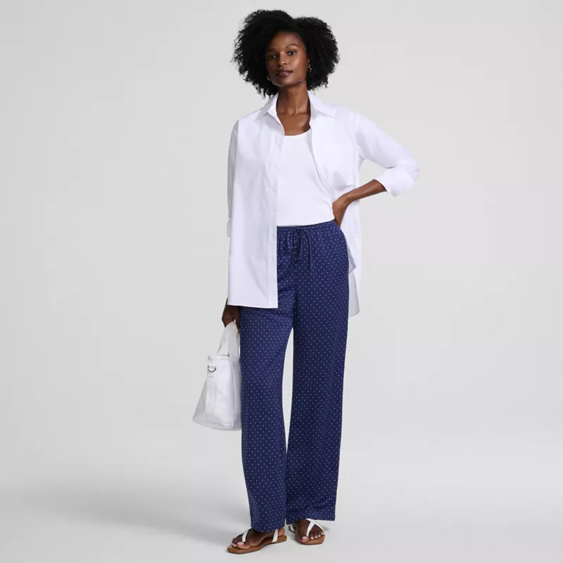 Women's Creaseless Silky High Rise Wide Leg Drawstring Pants, alternative image