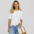 Women's Eyelet Crew Neck Shirt, alternative image