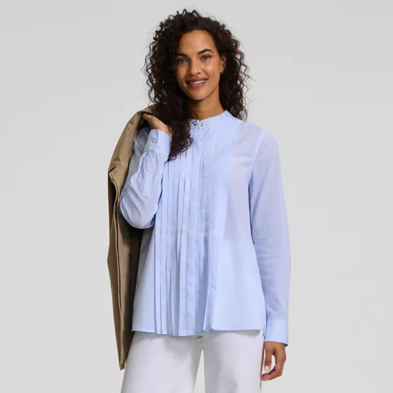 Women's Relaxed Poplin Pintuck Shirt - primary