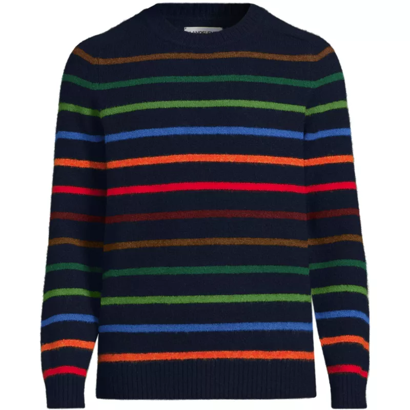 Men's Long Sleeve Fuzzy Crewneck Sweater, Front