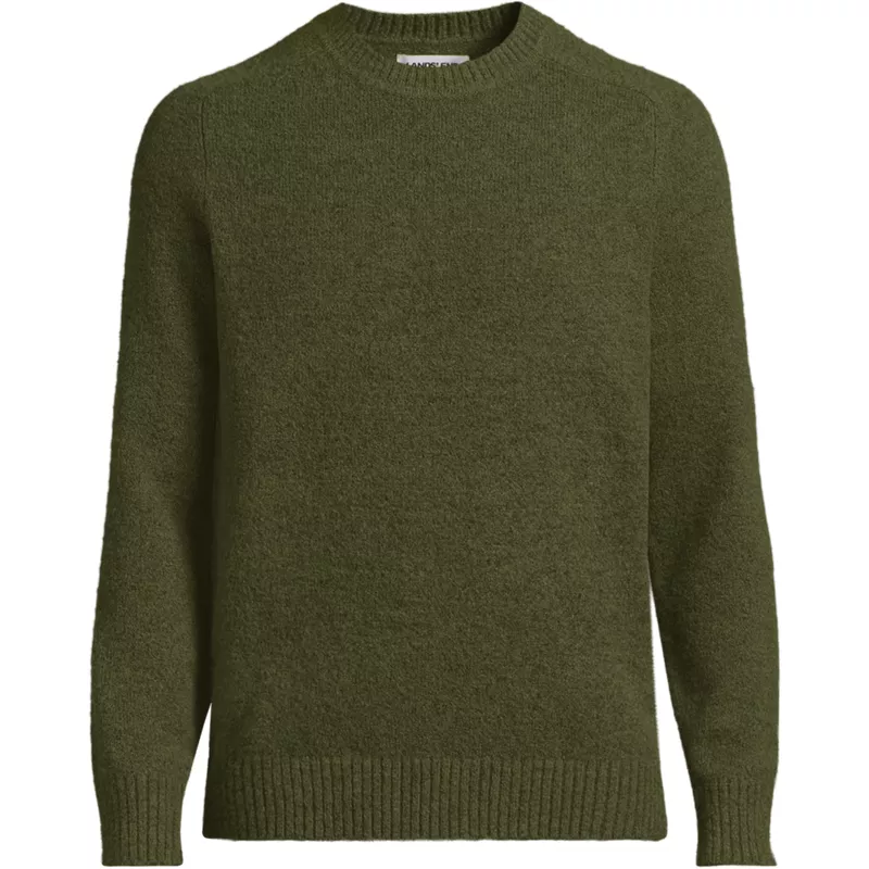 Men's Long Sleeve Fuzzy Crewneck Sweater, Front