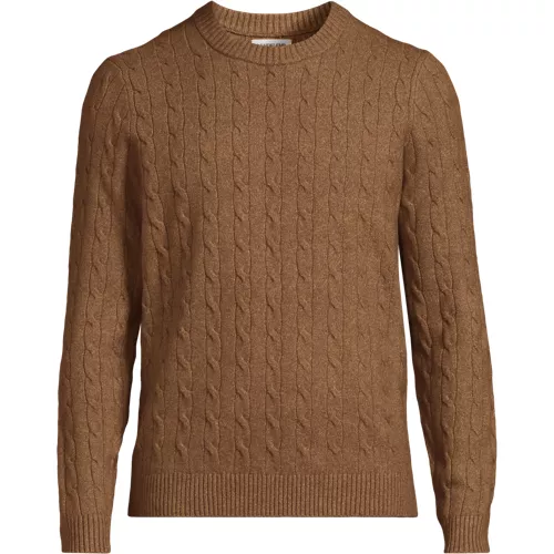 Men's Long Sleeve Cashtouch Cable Crewneck Sweater, Front