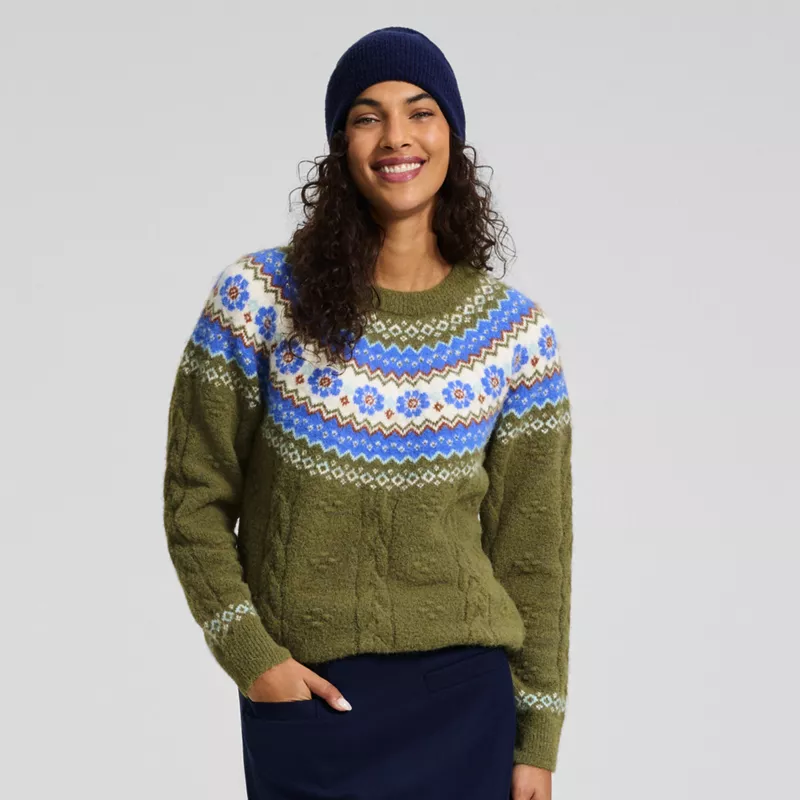 Women's Fuzzy Bobble Fairisle Sweater, alternative image