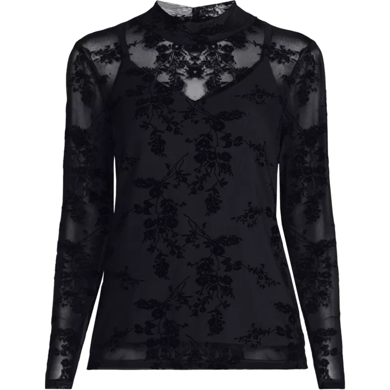 Women's Long Sleeve Sheer Layering Turtleneck, Front